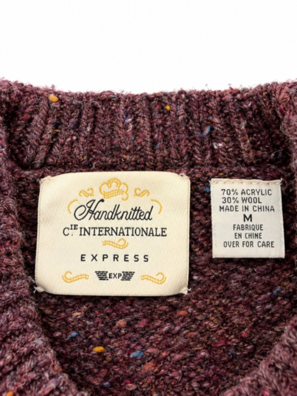 Vintage 80s 90s Express Handknitted Floral Sweater Cottagecore Wool Blend M - Picture 4 of 5